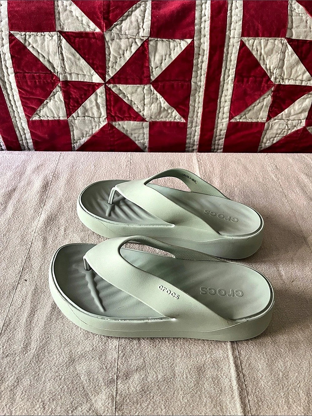 Crocs Getaway Platform Flip Flop Sandals Green US 10